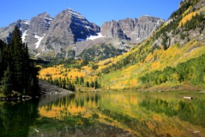The world famous Maroon Bells are the most photographed peaks in North America