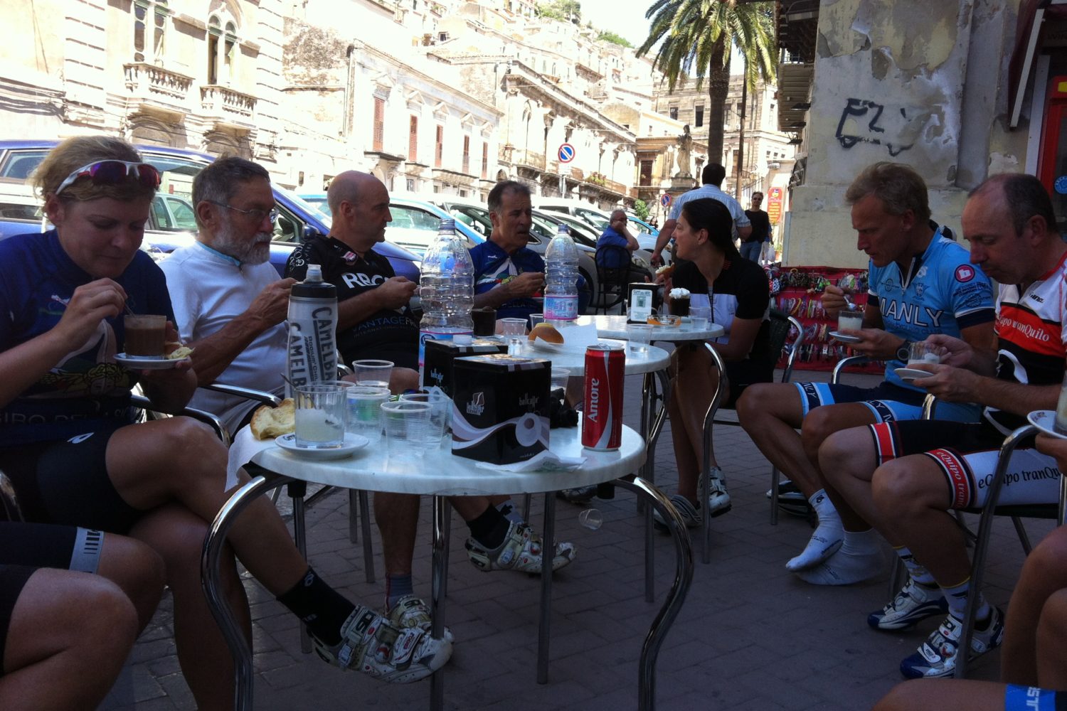taking a break while cycling through Sicily